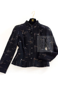 CHANEL 02A Black Lesage Sequin Cotton Wool Jacket 36 シャネル ブラック ルサージュ スパンコール コットン ウール ジャケット 即発