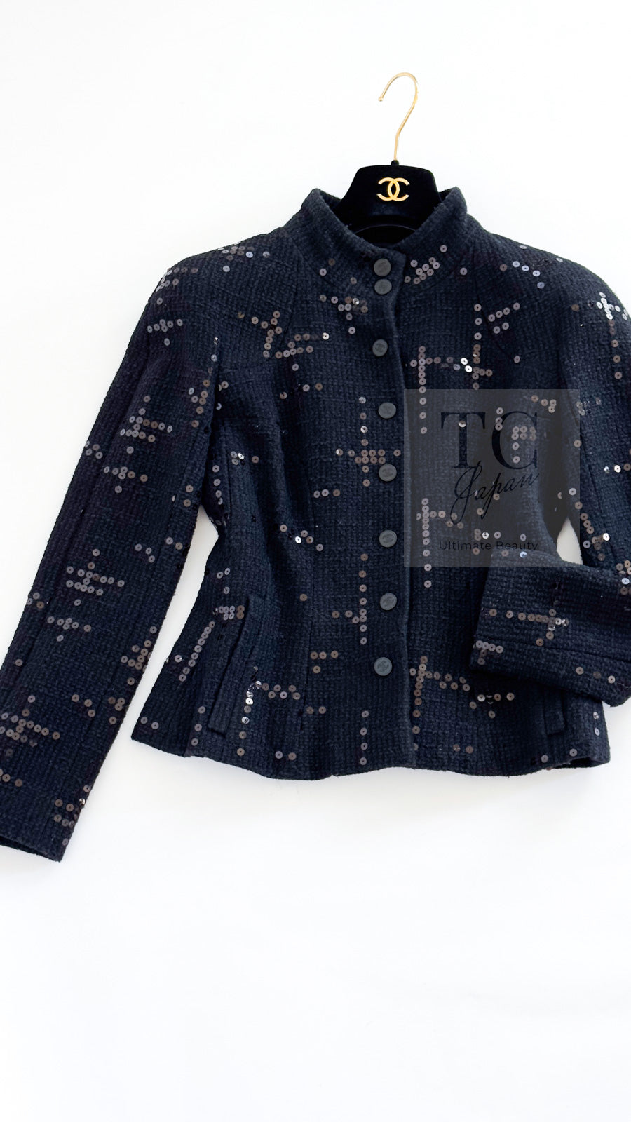 CHANEL 02A Black Lesage Sequin Cotton Wool Jacket 36 シャネル ブラック ルサージュ スパンコール コットン ウール ジャケット 即発
