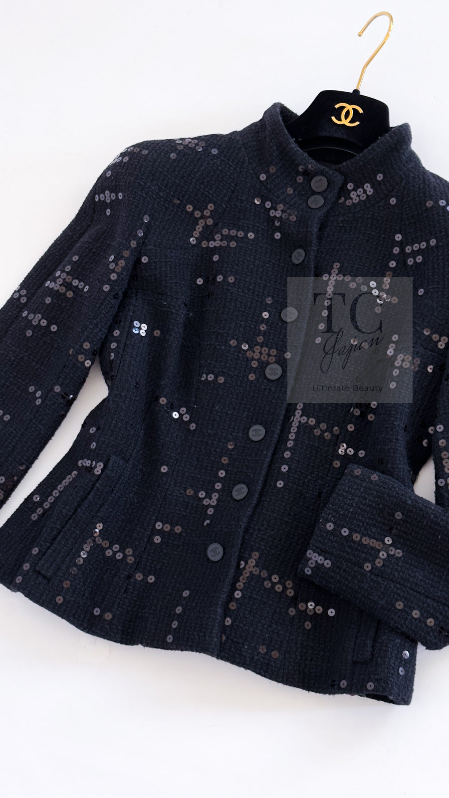 CHANEL 02A Black Lesage Sequin Cotton Wool Jacket 36 シャネル ブラック ルサージュ スパンコール コットン ウール ジャケット 即発
