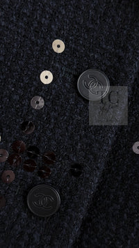 CHANEL 02A Black Lesage Sequin Cotton Wool Jacket 36 シャネル ブラック ルサージュ スパンコール コットン ウール ジャケット 即発
