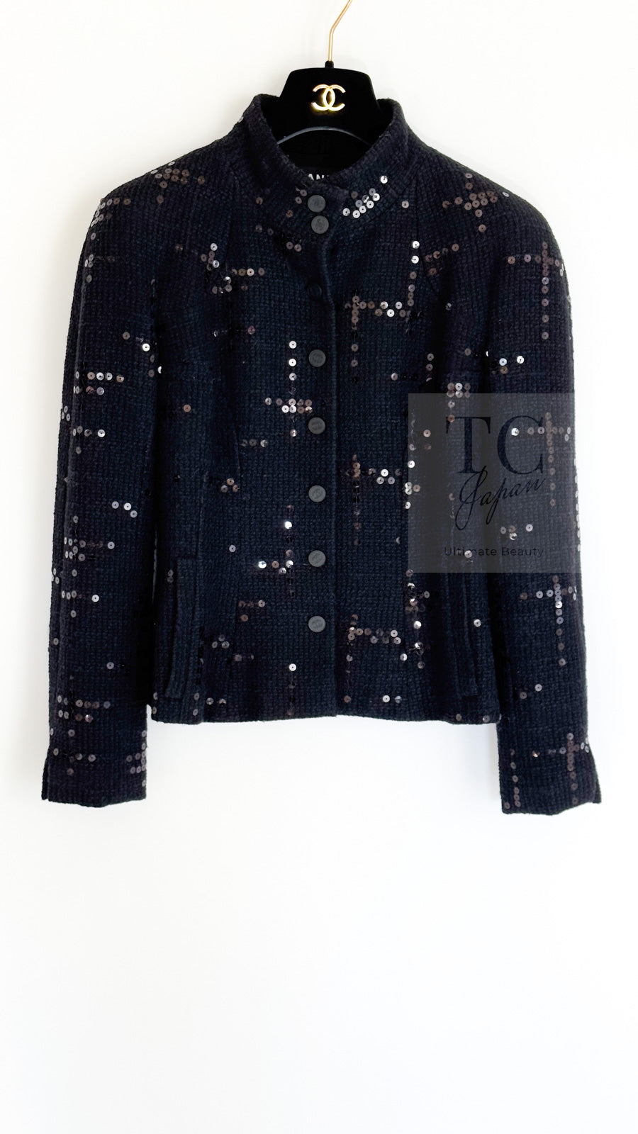 CHANEL 02A Black Lesage Sequin Cotton Wool Jacket 36 シャネル ブラック ルサージュ スパンコール コットン ウール ジャケット 即発