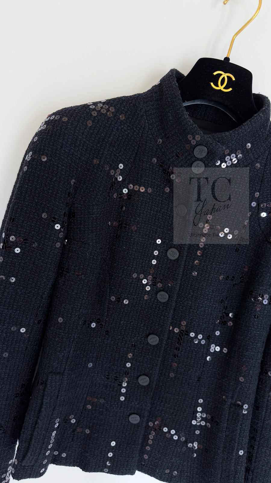 CHANEL 02A Black Lesage Sequin Cotton Wool Jacket 36 シャネル ブラック ルサージュ スパンコール コットン ウール ジャケット 即発