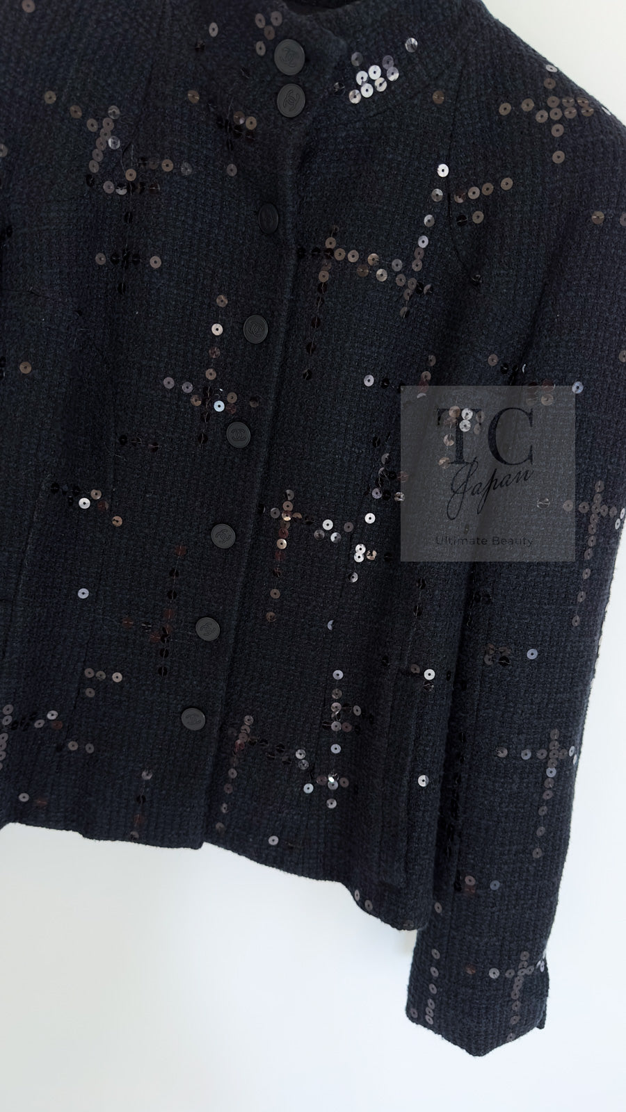 CHANEL 02A Black Lesage Sequin Cotton Wool Jacket 36 シャネル ブラック ルサージュ スパンコール コットン ウール ジャケット 即発