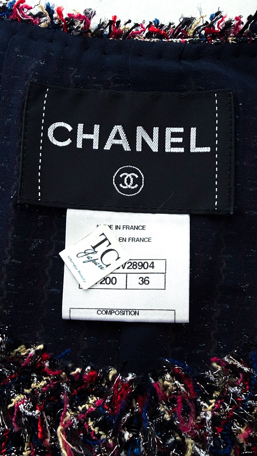 CHANEL 11C Red Black Silver Metalic Cropped Jacket 36 シャネル レッド ブラック シルバー メタリック ジャケット 即発