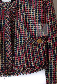 CHANEL 11C Red Black Silver Metalic Cropped Jacket 36 シャネル レッド ブラック シルバー メタリック ジャケット 即発