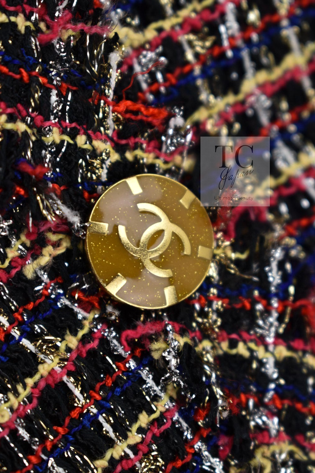 CHANEL 11C Red Black Silver Metalic Cropped Jacket 36 シャネル レッド ブラック シルバー メタリック ジャケット 即発