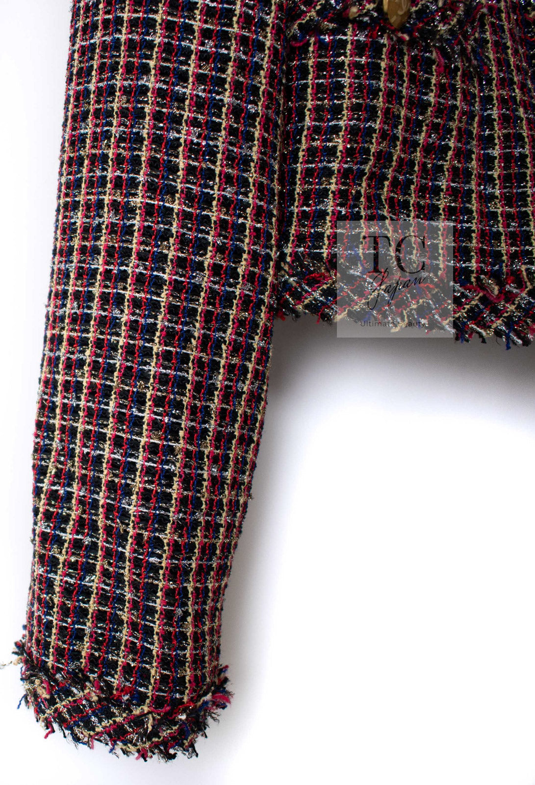 CHANEL 11C Red Black Silver Metalic Cropped Jacket 36 シャネル レッド ブラック シルバー メタリック ジャケット 即発