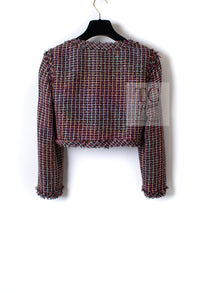 CHANEL 11C Red Black Silver Metalic Cropped Jacket 36 シャネル レッド ブラック シルバー メタリック ジャケット 即発