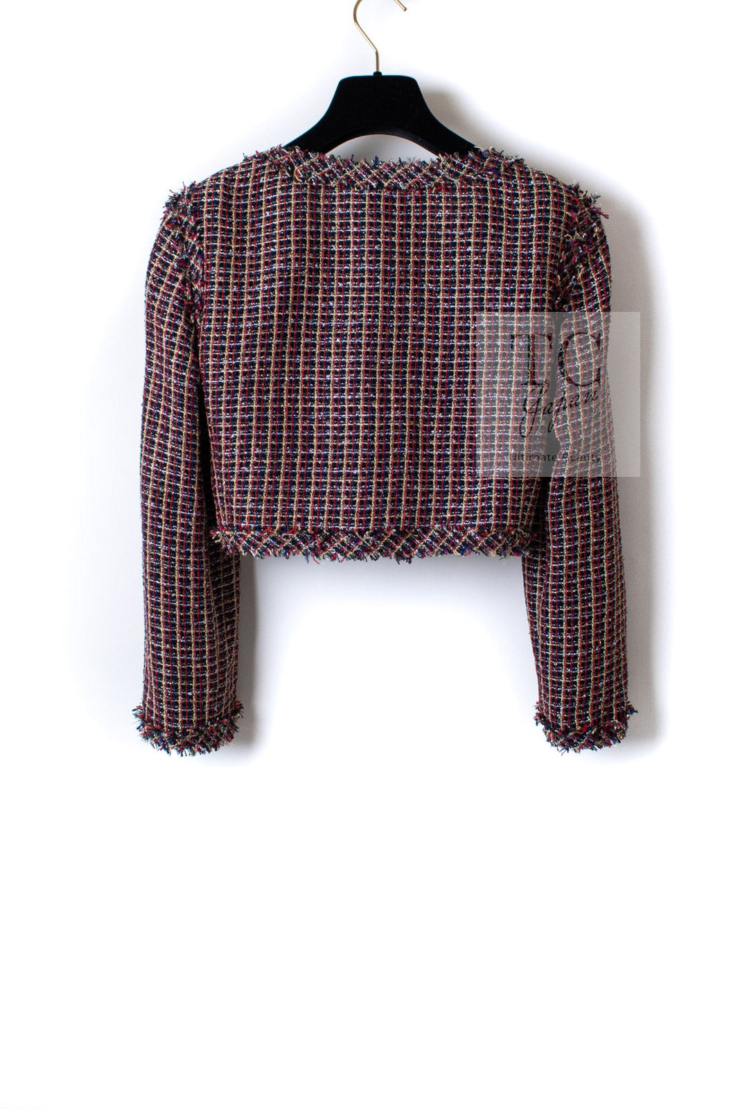 CHANEL 11C Red Black Silver Metalic Cropped Jacket 36 シャネル レッド ブラック シルバー メタリック ジャケット 即発