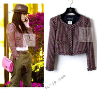 CHANEL 11C Red Black Silver Metalic Cropped Jacket 36 シャネル レッド ブラック シルバー メタリック ジャケット 即発