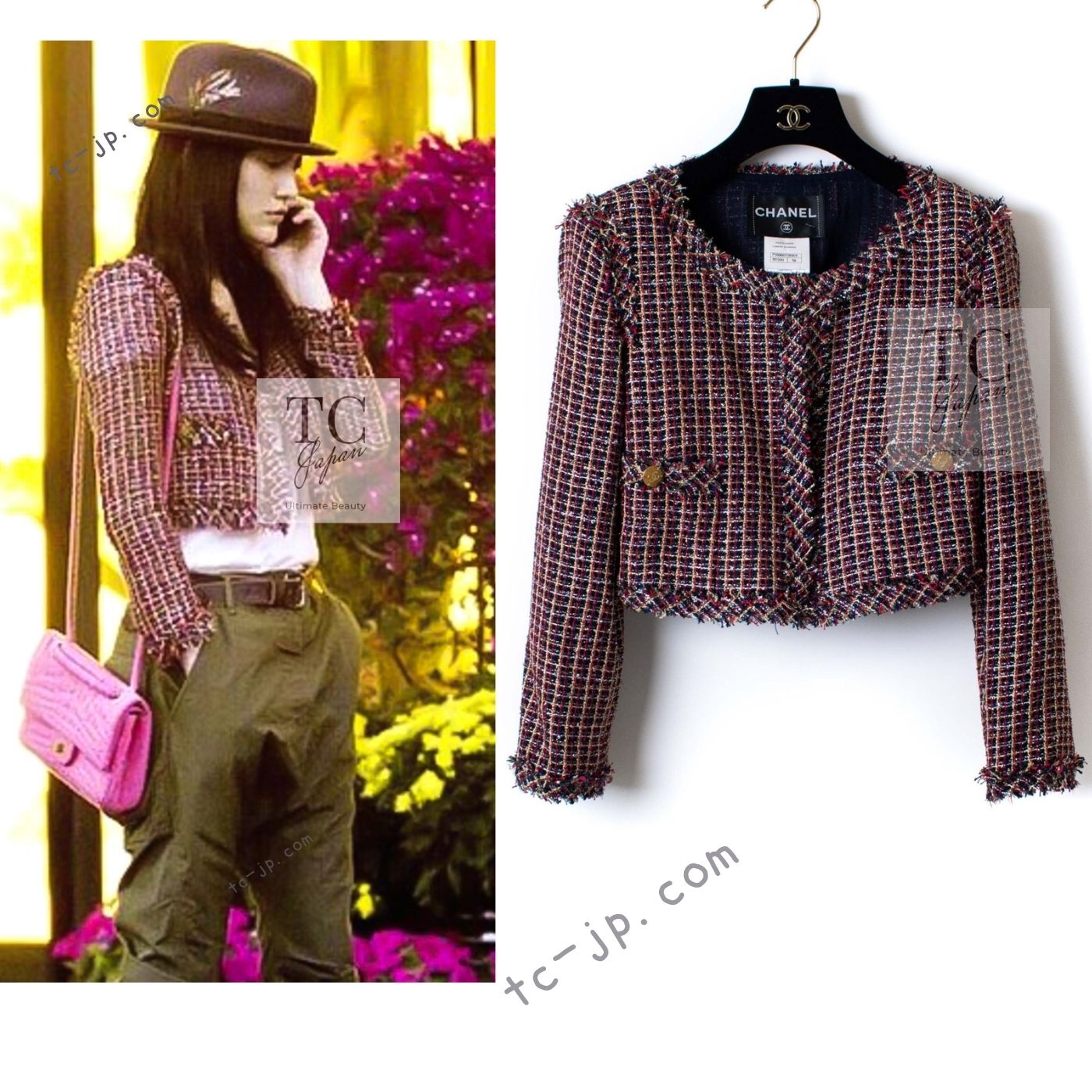 CHANEL 11C Red Black Silver Metalic Cropped Jacket 36 シャネル レッド ブラック シルバー メタリック ジャケット 即発