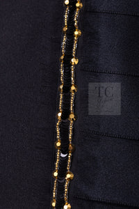 CHANEL 06A Black Beaded Sequin Embellishments Lesage Wool Silk Collarless Jacket 40 42 シャネル ブラック ビーズ スパンコール ルサージュ ウール シルク ジャケット 即発