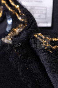 CHANEL 06A Black Beaded Sequin Embellishments Lesage Wool Silk Collarless Jacket 40 42 シャネル ブラック ビーズ スパンコール ルサージュ ウール シルク ジャケット 即発
