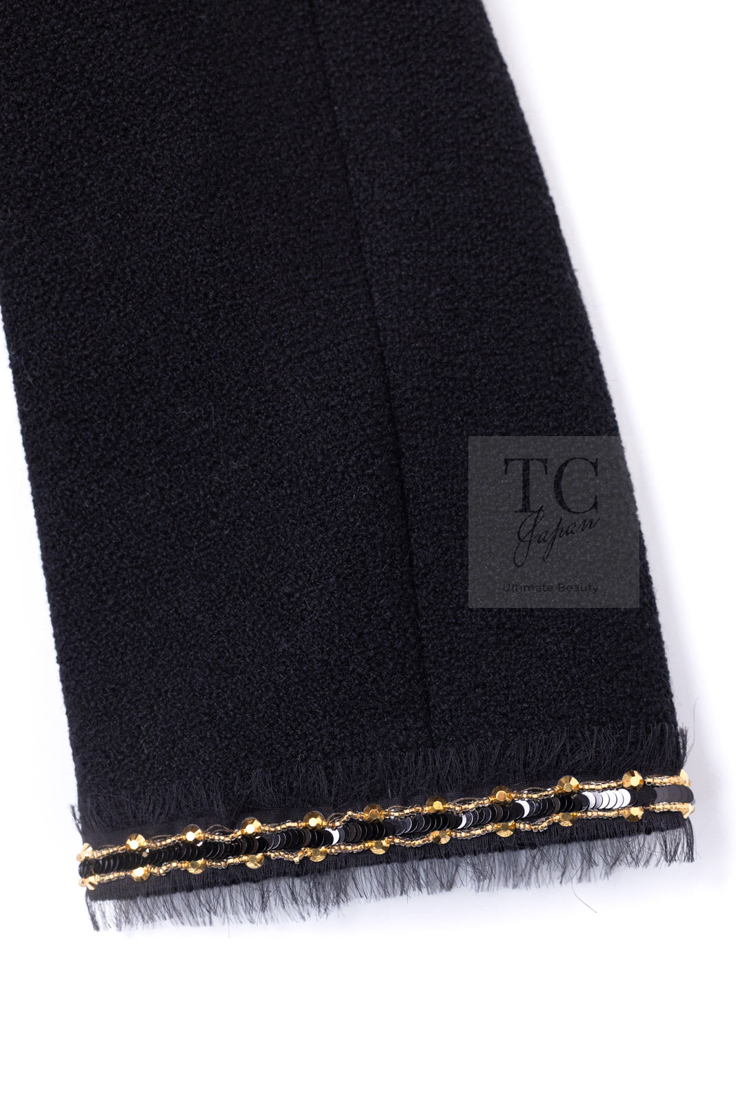 CHANEL 06A Black Beaded Sequin Embellishments Lesage Wool Silk Collarless Jacket 40 42 シャネル ブラック ビーズ スパンコール ルサージュ ウール シルク ジャケット 即発