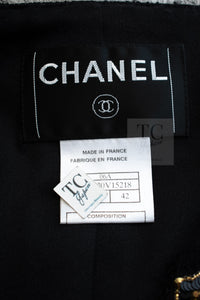 CHANEL 06A Black Beaded Sequin Embellishments Lesage Wool Silk Collarless Jacket 40 42 シャネル ブラック ビーズ スパンコール ルサージュ ウール シルク ジャケット 即発