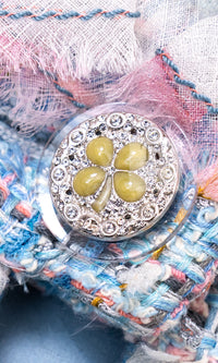 CHANEL 13C Blue Pink Ruffle Lace Lesage Tweed Jacket Skirt Suit 50 シャネル ブルー ピンク ラッフル レース ルサージュ ツイード ジャケット スカート スーツ 即発