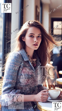 CHANEL 13C Blue Pink Ruffle Lace Lesage Tweed Jacket Skirt Suit 50 シャネル ブルー ピンク ラッフル レース ルサージュ ツイード ジャケット スカート スーツ 即発