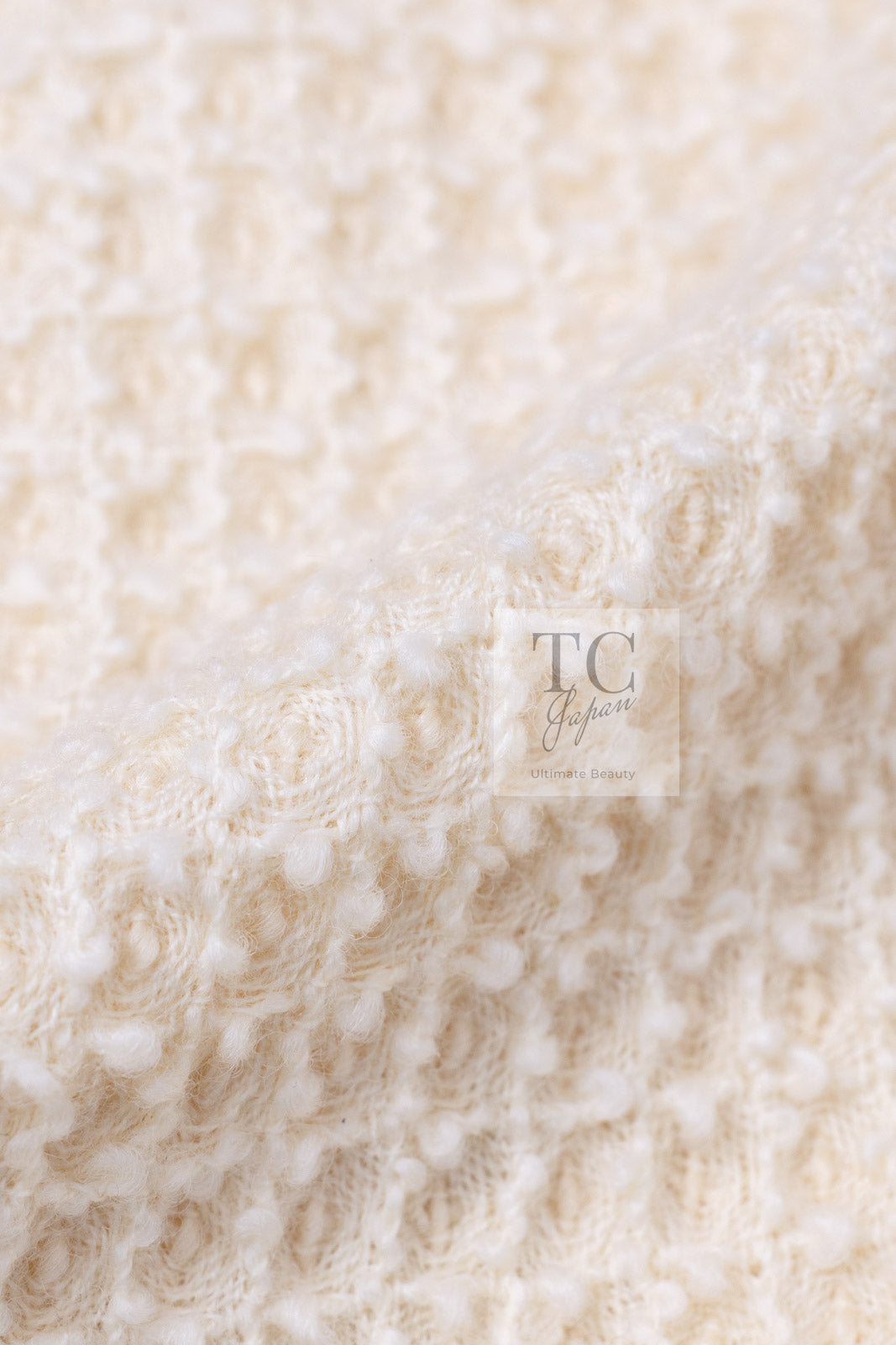 CHANEL 15PF Cream Wool Collarless Tweed Jacket 34 シャネル クリーム ウール ノーカラー ツイード ジャケット 即発