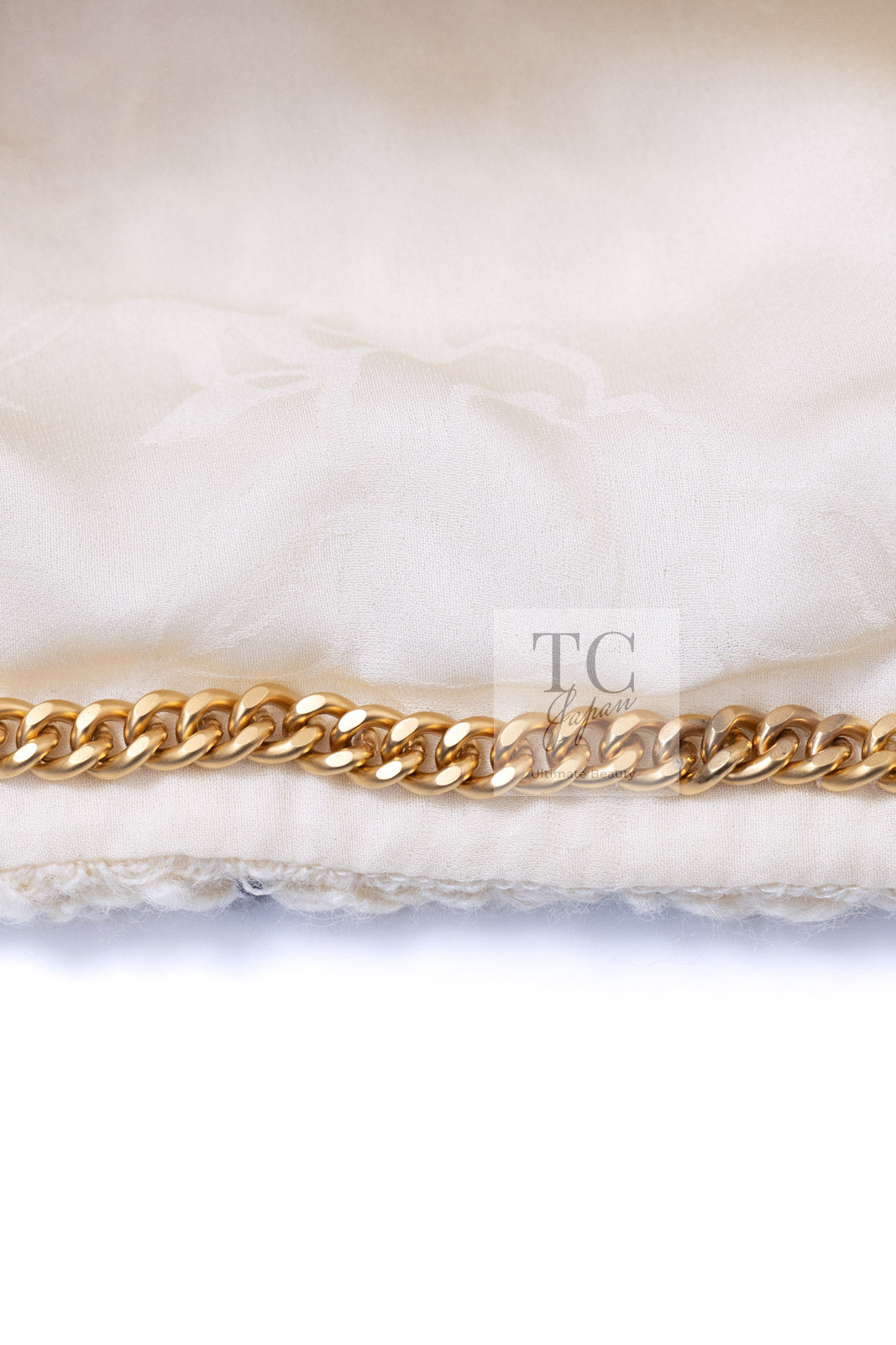 CHANEL 15PF Cream Wool Collarless Tweed Jacket 34 シャネル クリーム ウール ノーカラー ツイード ジャケット 即発