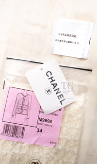 CHANEL 15PF Cream Wool Collarless Tweed Jacket 34 シャネル クリーム ウール ノーカラー ツイード ジャケット 即発