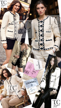 CHANEL 15PF Cream Wool Collarless Tweed Jacket 34 シャネル クリーム ウール ノーカラー ツイード ジャケット 即発