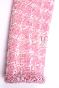CHANEL 14A Pink White Wool Mohair Zipper Collarless Tweed Jacket 34 シャネル ピンク ホワイト ウール モヘア ジッパー ノーカラー ツイード ジャケット 即発