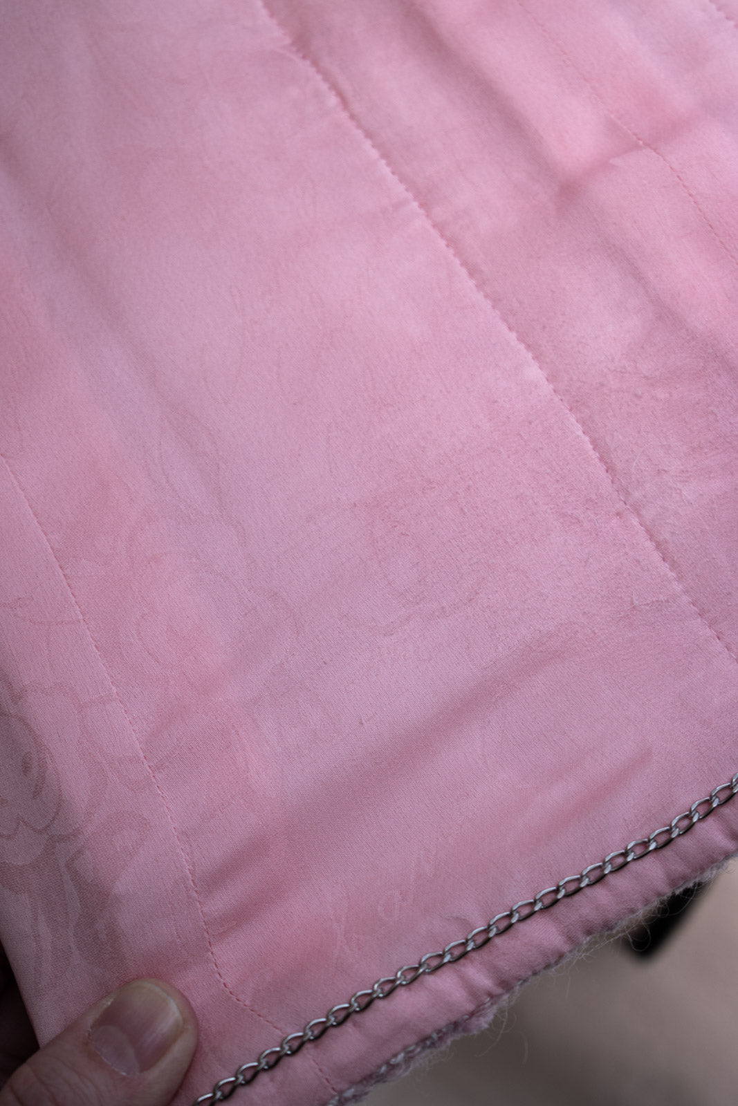 CHANEL 14A Pink White Wool Mohair Zipper Collarless Tweed Jacket 34 シャネル ピンク ホワイト ウール モヘア ジッパー ノーカラー ツイード ジャケット 即発