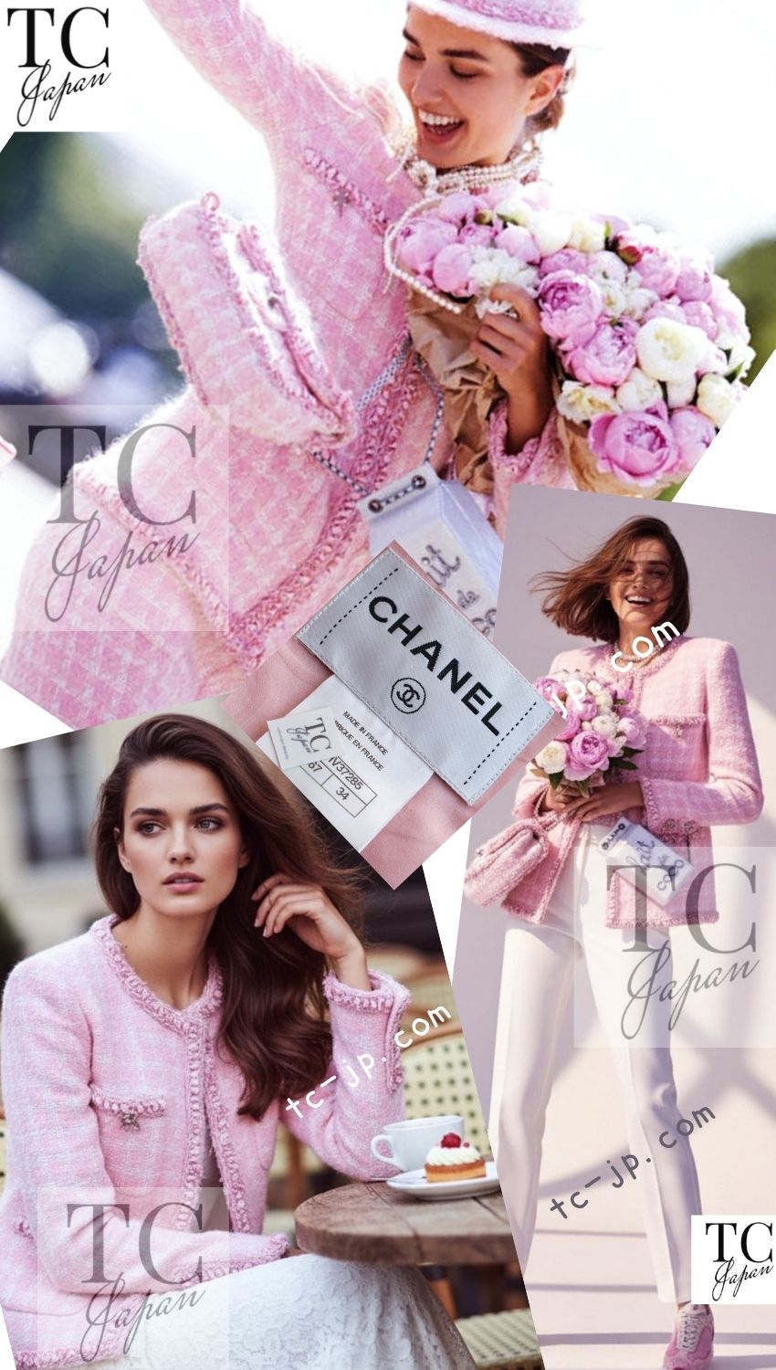 CHANEL 14A Pink White Wool Mohair Zipper Collarless Tweed Jacket 34 シャネル ピンク ホワイト ウール モヘア ジッパー ノーカラー ツイード ジャケット 即発