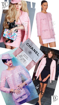 CHANEL 14A Pink White Wool Mohair Zipper Collarless Tweed Jacket 34 シャネル ピンク ホワイト ウール モヘア ジッパー ノーカラー ツイード ジャケット 即発
