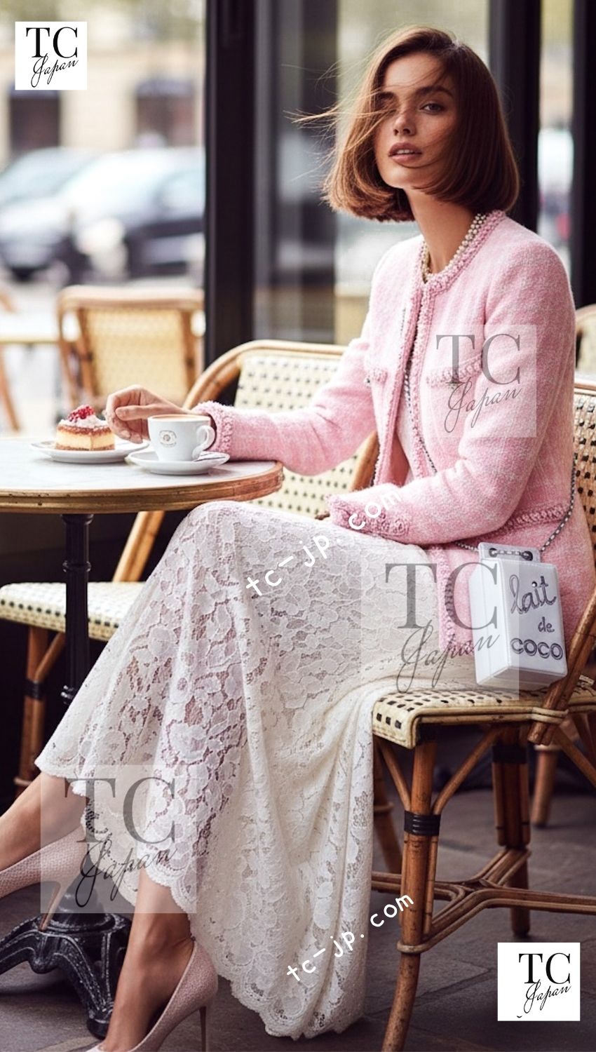 CHANEL 14A Pink White Wool Mohair Zipper Collarless Tweed Jacket 34 シャネル ピンク ホワイト ウール モヘア ジッパー ノーカラー ツイード ジャケット 即発