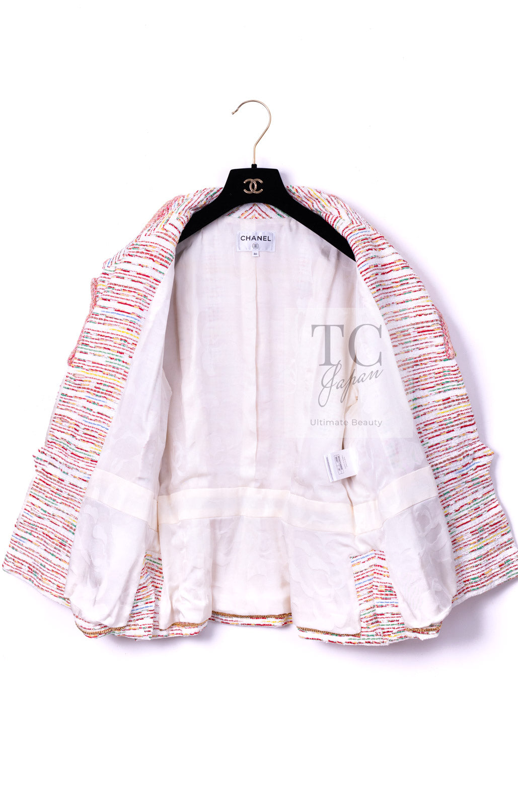 CHANEL 19S White Red Cotton Tweed Jacket 46 シャネル ホワイト レッド コットン ツイード ジャケット 即発