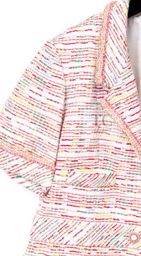 CHANEL 19S White Red Cotton Tweed Jacket 46 シャネル ホワイト レッド コットン ツイード ジャケット 即発