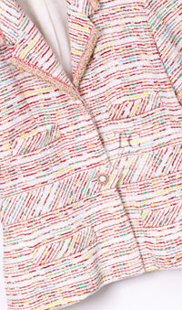 CHANEL 19S White Red Cotton Tweed Jacket 46 シャネル ホワイト レッド コットン ツイード ジャケット 即発