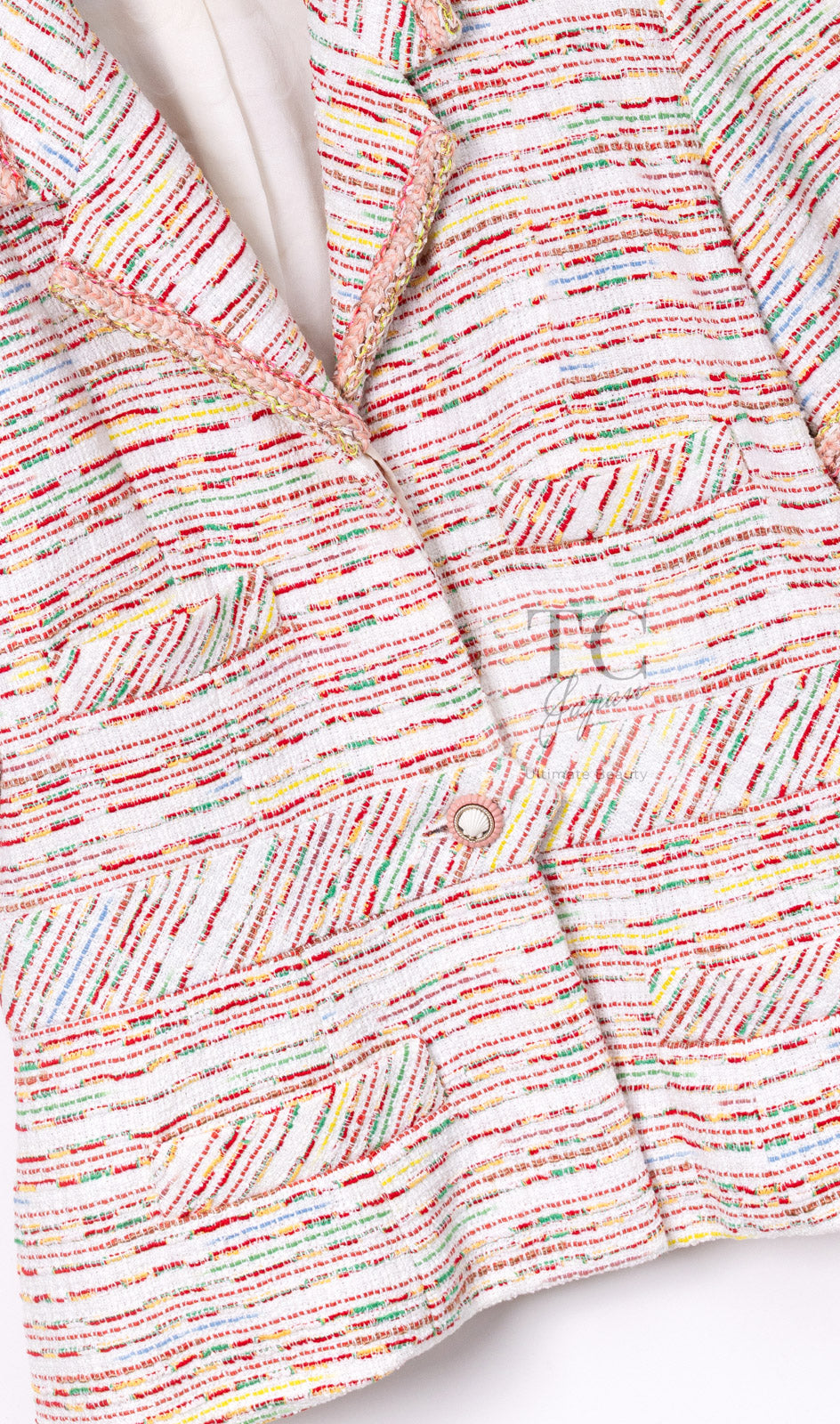 CHANEL 19S White Red Cotton Tweed Jacket 46 シャネル ホワイト レッド コットン ツイード ジャケット 即発