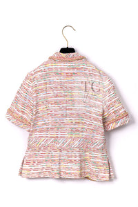 CHANEL 19S White Red Cotton Tweed Jacket 46 シャネル ホワイト レッド コットン ツイード ジャケット 即発