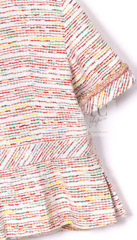 CHANEL 19S White Red Cotton Tweed Jacket 46 シャネル ホワイト レッド コットン ツイード ジャケット 即発