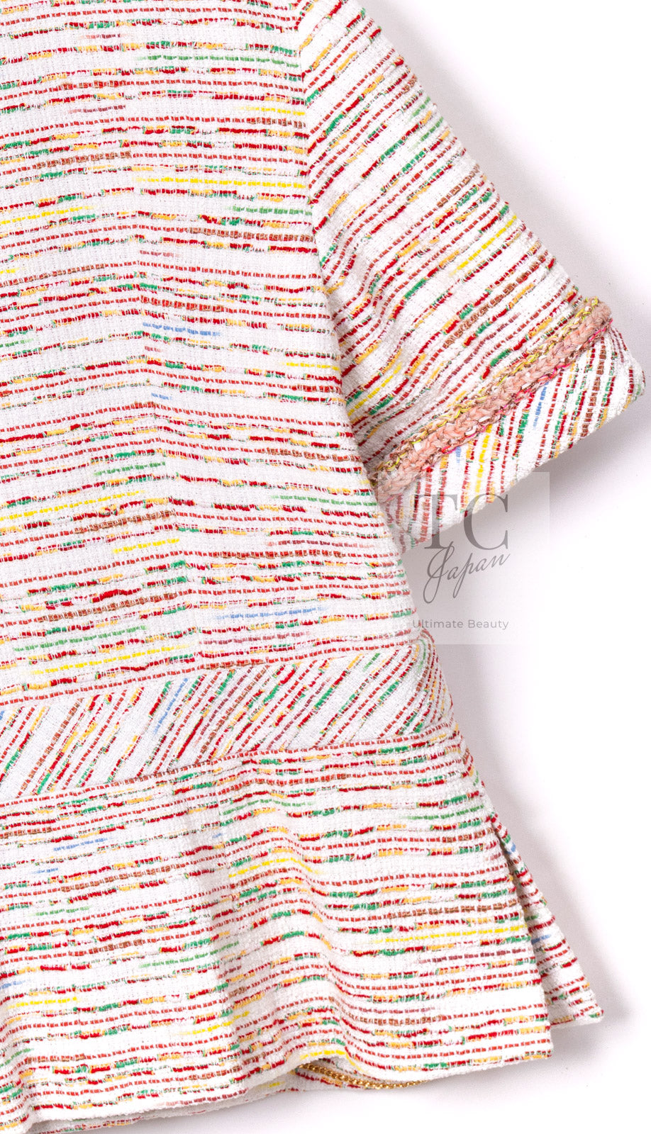 CHANEL 19S White Red Cotton Tweed Jacket 46 シャネル ホワイト レッド コットン ツイード ジャケット 即発