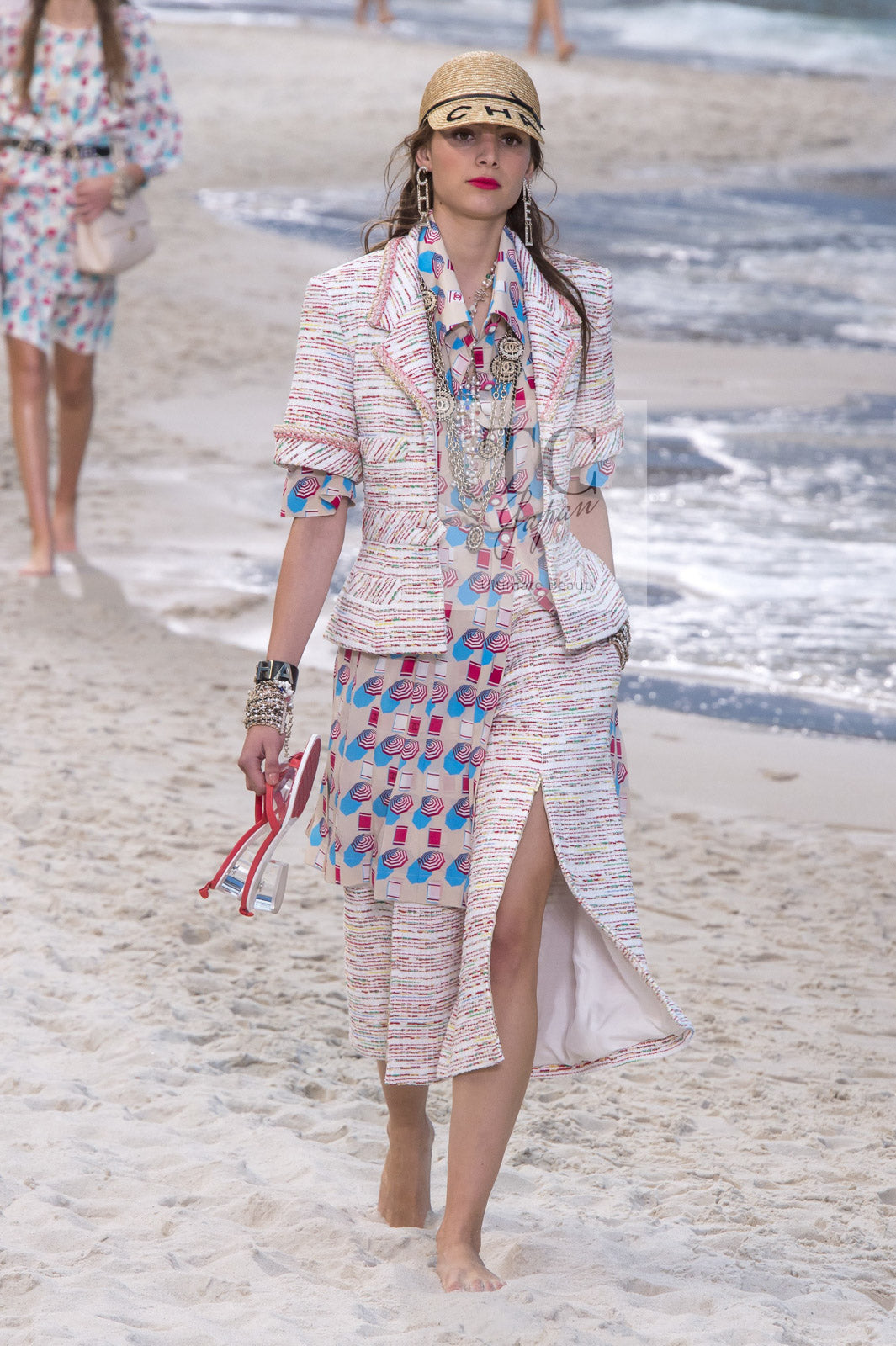 CHANEL 19S White Red Cotton Tweed Jacket 46 シャネル ホワイト レッド コットン ツイード ジャケット 即発