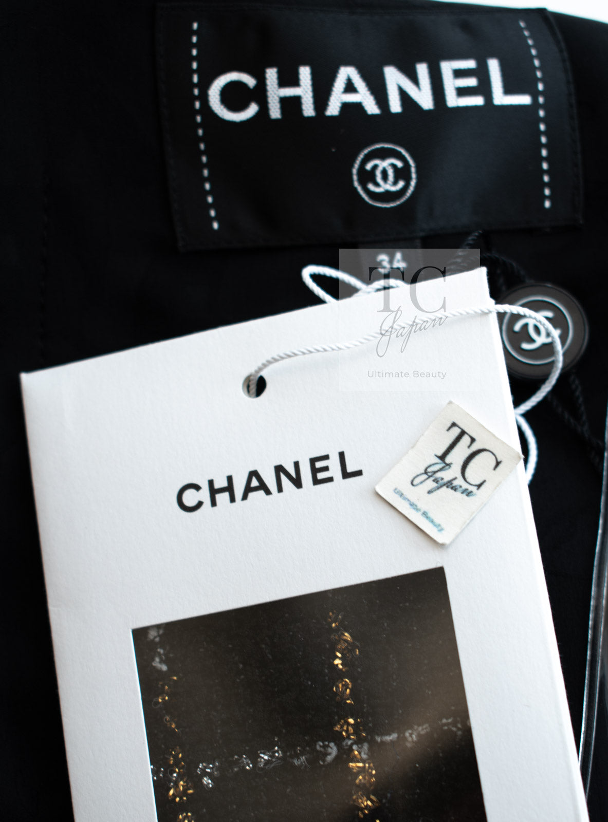 CHANEL 17S Black Gold Silver Metallic Trim Tweed Jacket 34 36 シャネル ブラック ゴールド シルバー メタリック ツイード ジャケット 即発