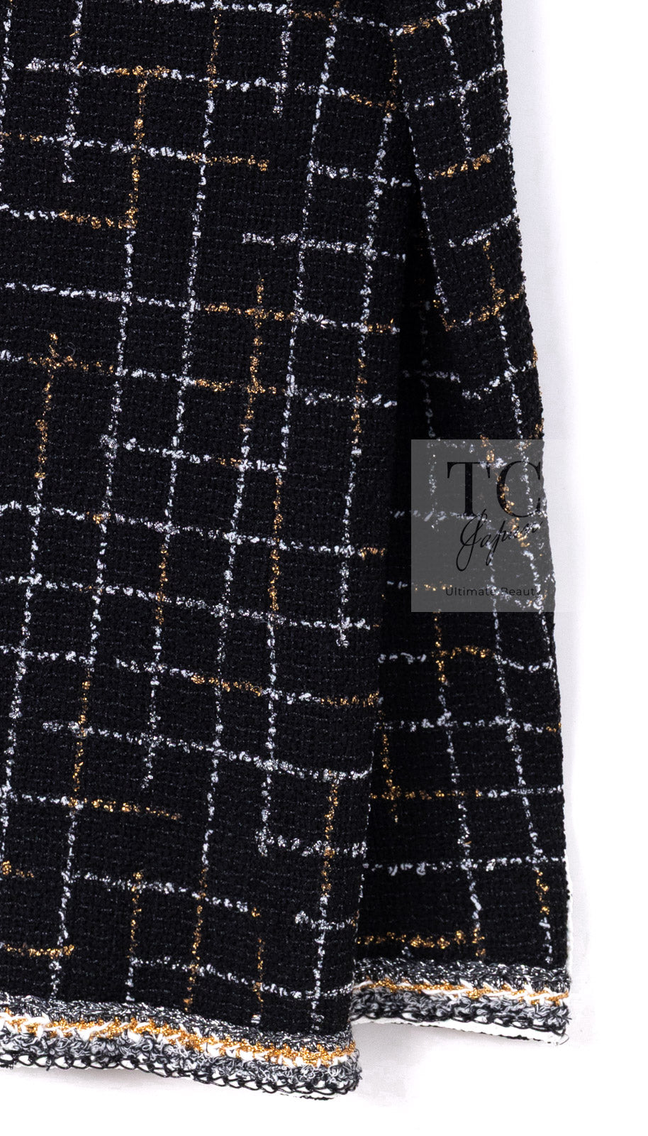 CHANEL 17S Black Gold Silver Metallic Trim Tweed Jacket 34 36 シャネル ブラック ゴールド シルバー メタリック ツイード ジャケット 即発