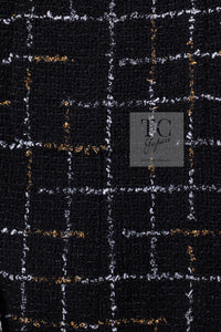 CHANEL 17S Black Gold Silver Metallic Trim Tweed Jacket 34 36 シャネル ブラック ゴールド シルバー メタリック ツイード ジャケット 即発