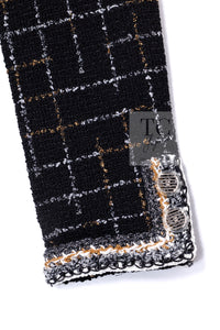 CHANEL 17S Black Gold Silver Metallic Trim Tweed Jacket 34 36 シャネル ブラック ゴールド シルバー メタリック ツイード ジャケット 即発