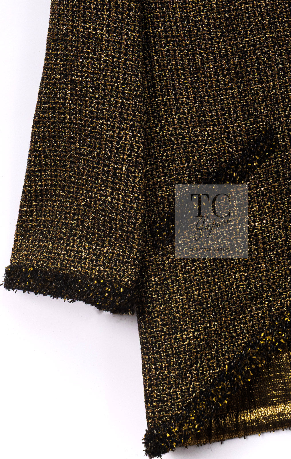 CHANEL 19PF Gold Black Collarless Cotton Jacket Coat 36 38 シャネル ゴールド ブラック ノーカラー コットン ジャケット コート 即発