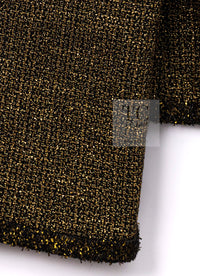 CHANEL 19PF Gold Black Collarless Cotton Jacket Coat 36 38 シャネル ゴールド ブラック ノーカラー コットン ジャケット コート 即発