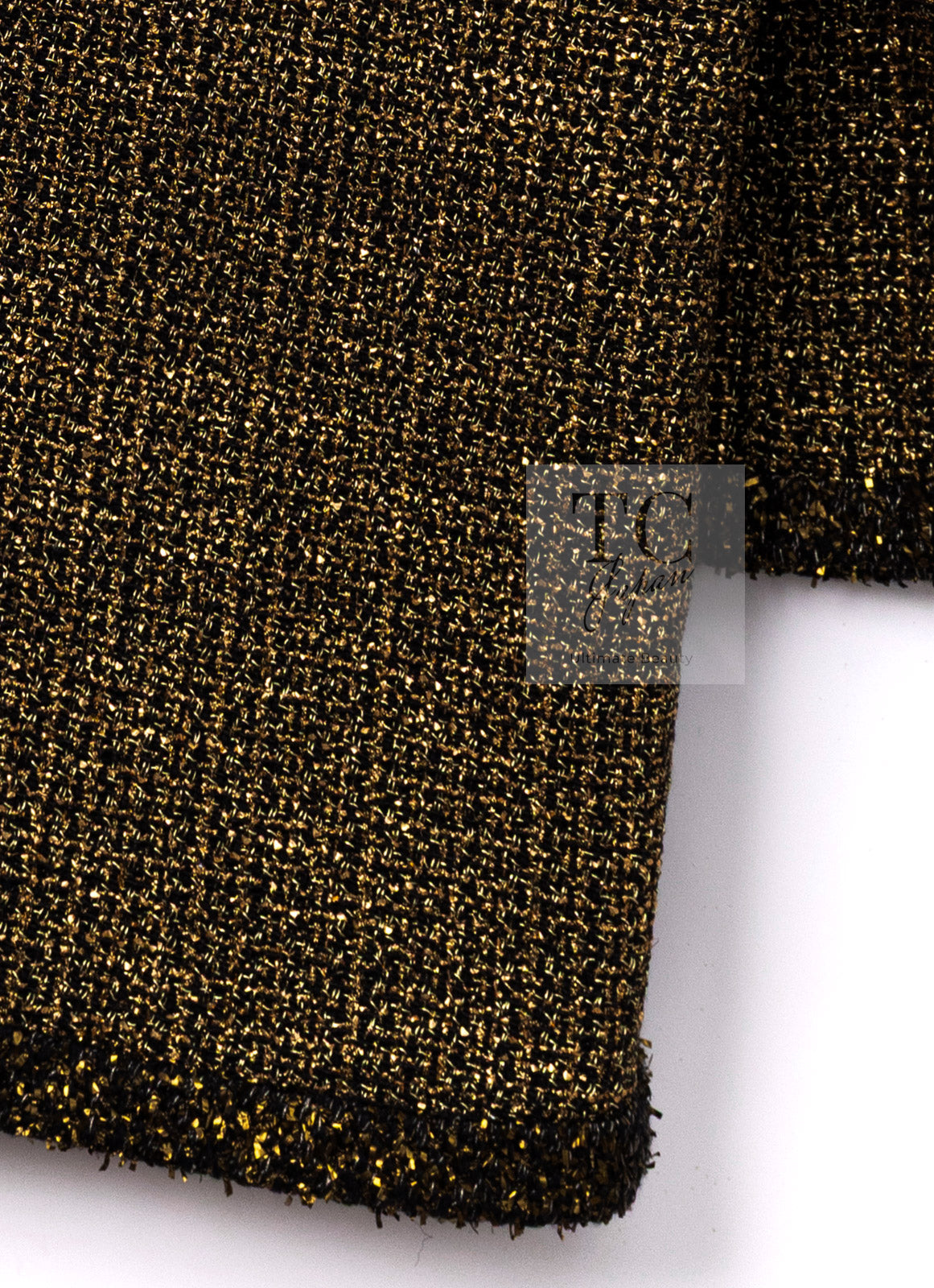 CHANEL 19PF Gold Black Collarless Cotton Jacket Coat 36 38 シャネル ゴールド ブラック ノーカラー コットン ジャケット コート 即発