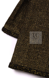 CHANEL 19PF Gold Black Collarless Cotton Jacket Coat 36 38 シャネル ゴールド ブラック ノーカラー コットン ジャケット コート 即発
