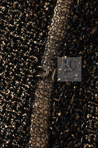 CHANEL 19PF Gold Black Collarless Cotton Jacket Coat 36 38 シャネル ゴールド ブラック ノーカラー コットン ジャケット コート 即発