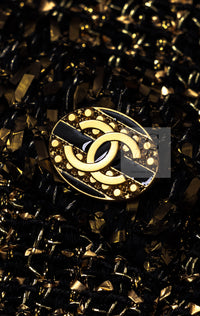 CHANEL 19PF Gold Black Collarless Cotton Jacket Coat 36 38 シャネル ゴールド ブラック ノーカラー コットン ジャケット コート 即発