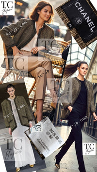 CHANEL 19PF Gold Black Collarless Cotton Jacket Coat 36 38 シャネル ゴールド ブラック ノーカラー コットン ジャケット コート 即発