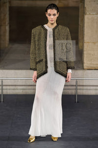 CHANEL 19PF Gold Black Collarless Cotton Jacket Coat 36 38 シャネル ゴールド ブラック ノーカラー コットン ジャケット コート 即発